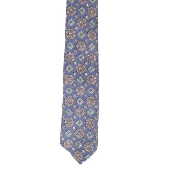 SAKS FIFTH AVENUE MENS SILK TIE LT BLUE WITH DESIGN - Picture 1 of 3